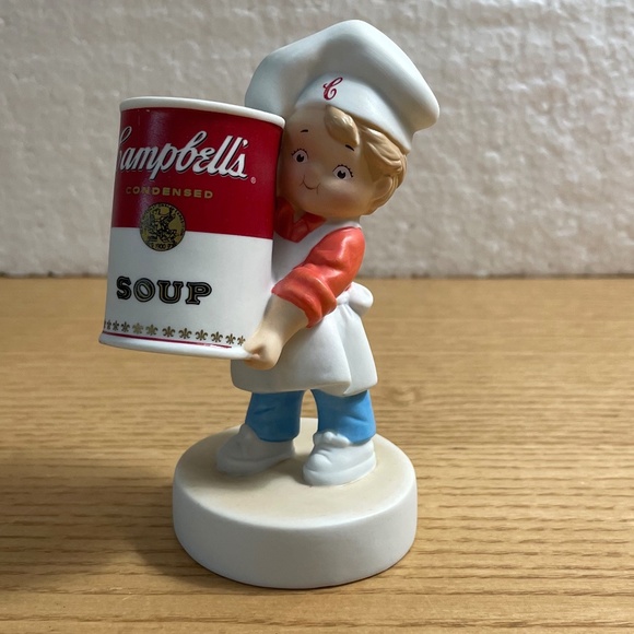 Vintage Campbells Soup Kid Figurine Boy Holding Soup Can Porcelain 4.5 Inch 2003 - Picture 1 of 8